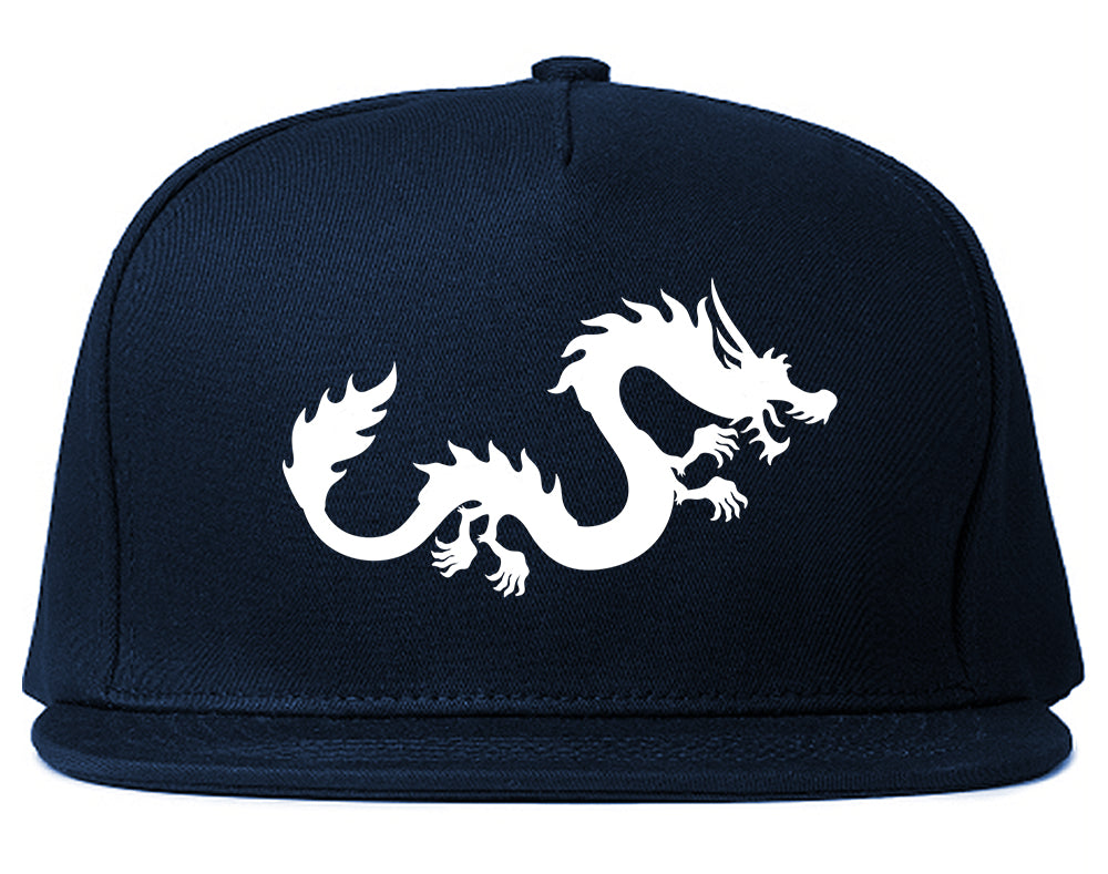Chinese Dragon Snapback Hat Blue