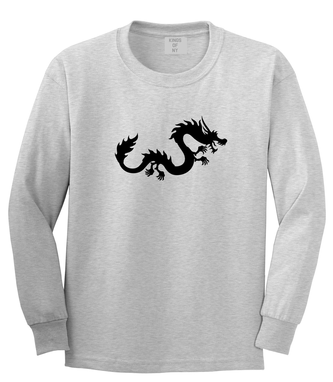 Chinese Dragon Grey Long Sleeve T-Shirt by Kings Of NY