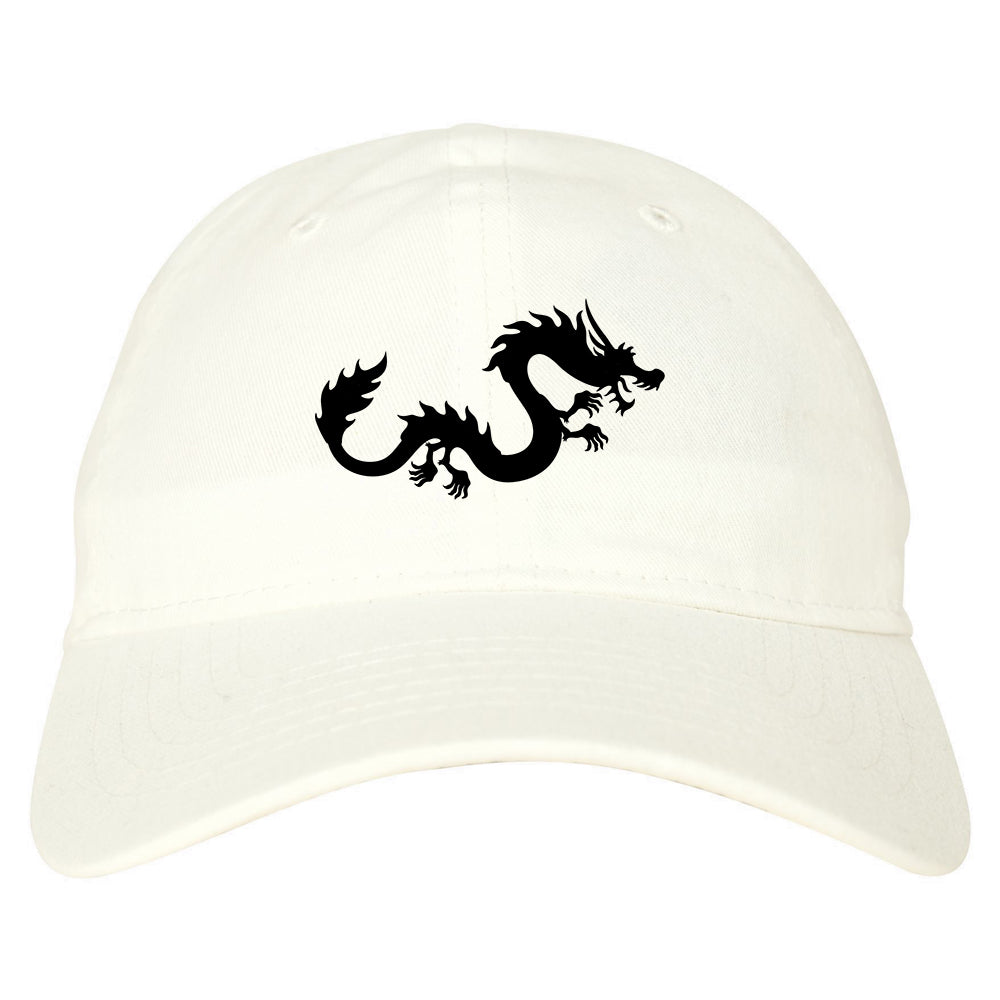 Chinese Dragon Dad Hat Baseball Cap White