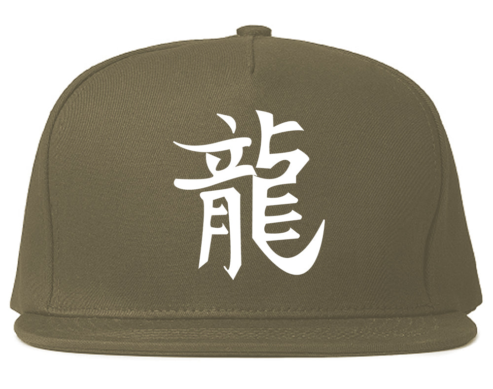 Chinese Symbol For Dragon Chest Snapback Hat Grey