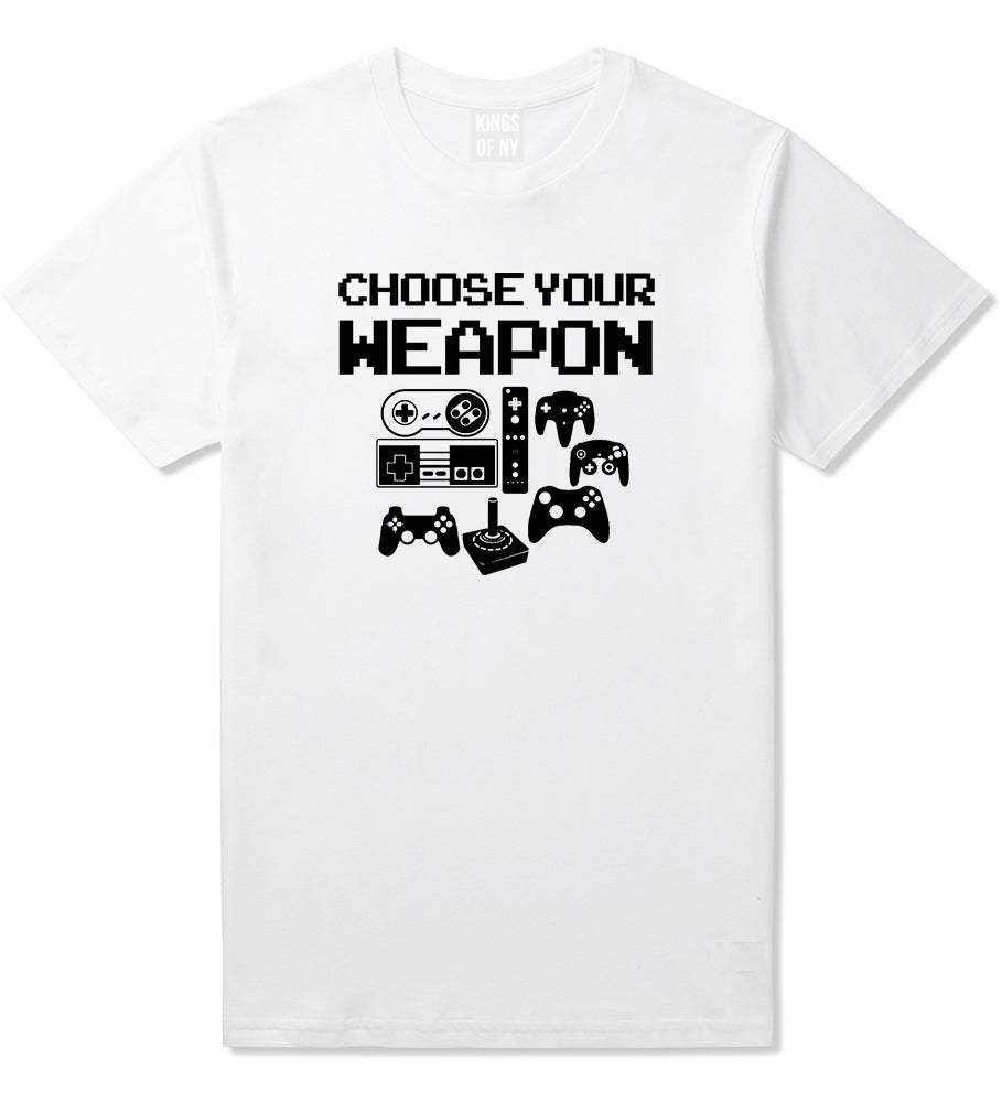 Choose Your Weapon Funny Gamer Mens T Shirt White