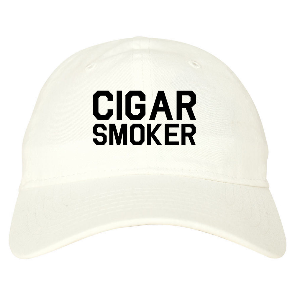 Cigar Smoker Dad Hat Baseball Cap White