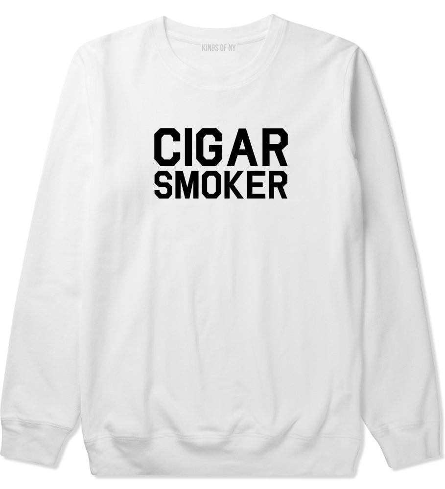 Cigar Smoker White Crewneck Sweatshirt by Kings Of NY