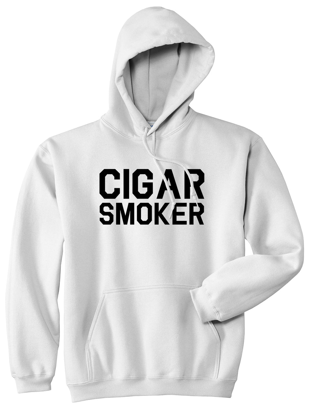 Cigar Smoker White Pullover Hoodie by Kings Of NY