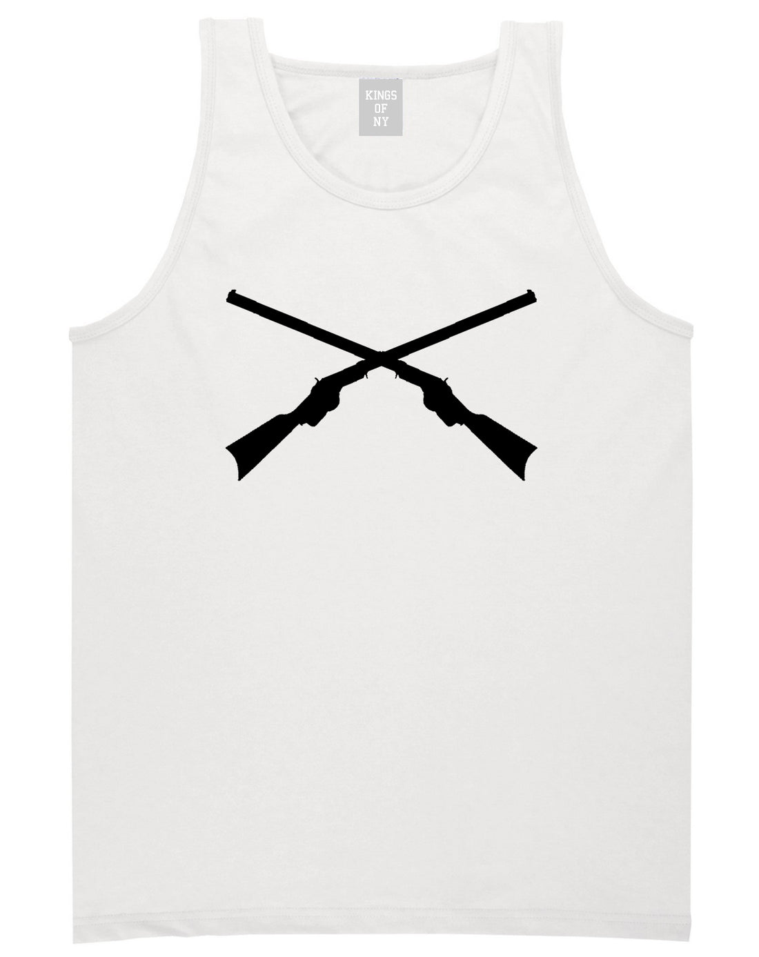 Civil War Guns Crossed White Tank Top Shirt by Kings Of NY