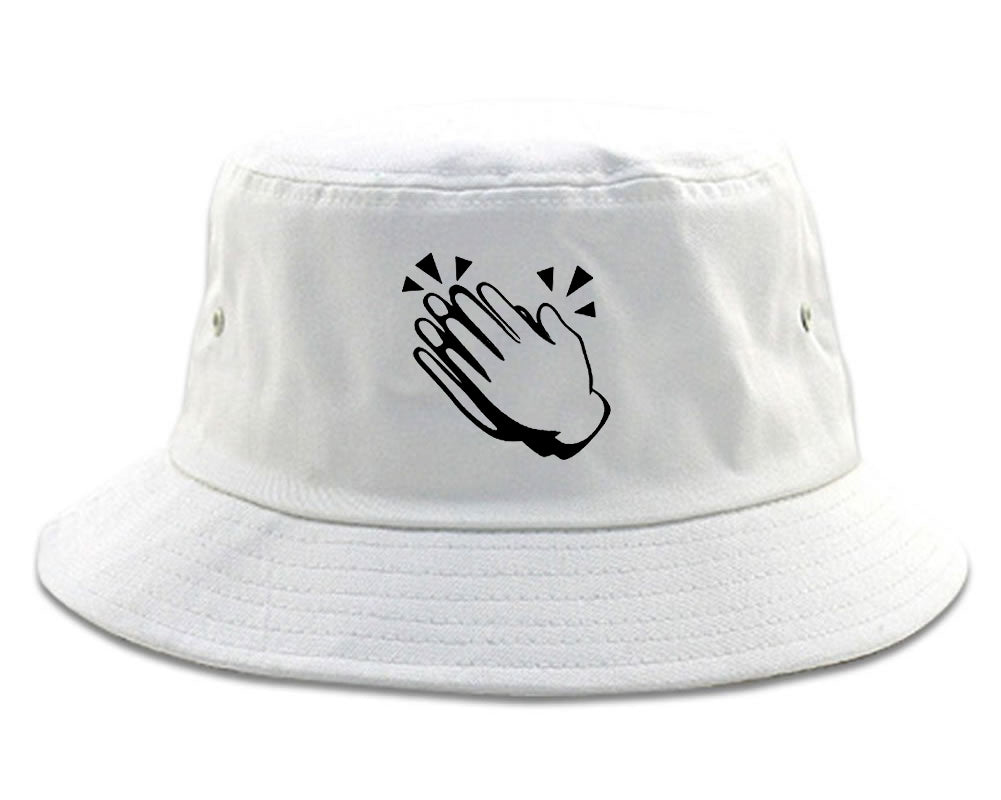 Clapping_Hands_Emoji_Chest Mens White Bucket Hat by Kings Of NY