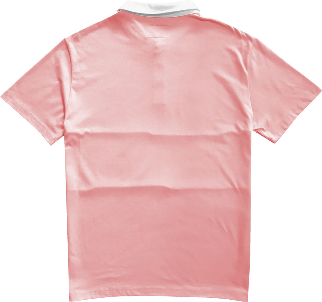 Classic Light Pink And White Striped Mens Short Sleeve Polo Rugby Shirt