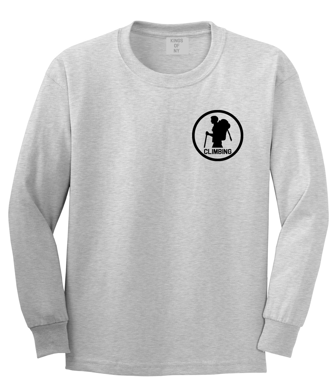 Climbing Hiker Chest Grey Long Sleeve T-Shirt by Kings Of NY