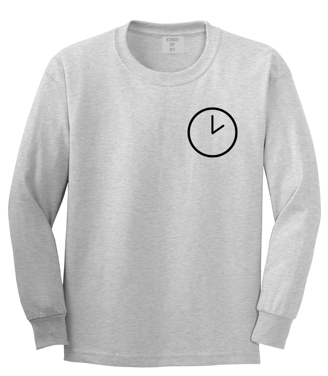 Clock Chest Grey Long Sleeve T-Shirt by Kings Of NY