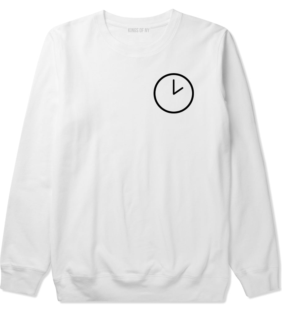 Clock Chest White Crewneck Sweatshirt by Kings Of NY