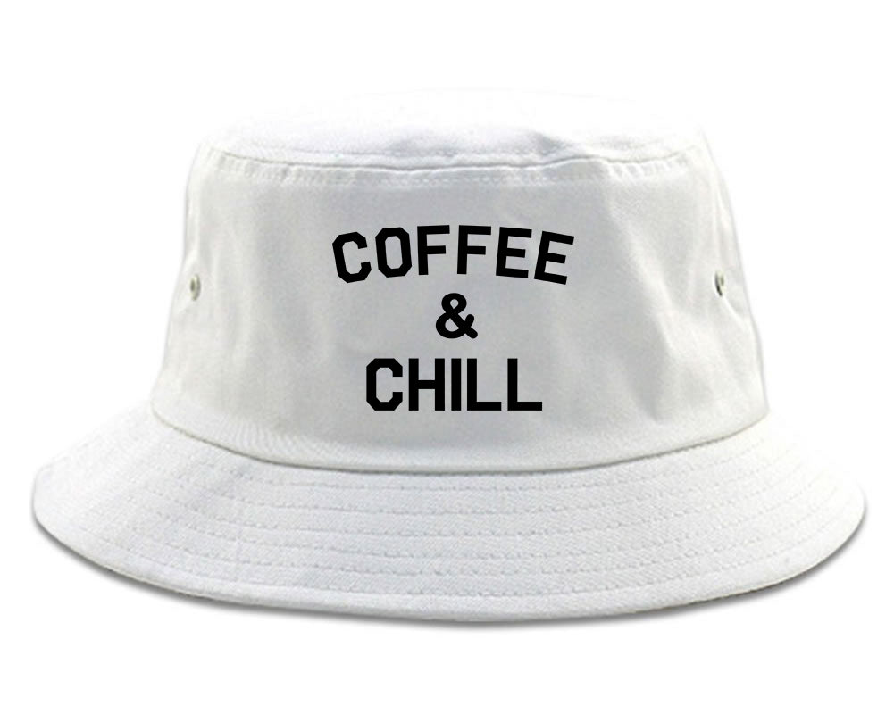 Coffee And Chill Funny Mens Snapback Hat White