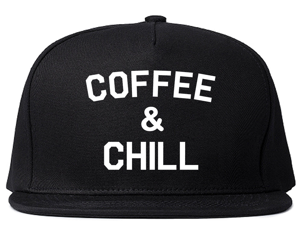 Coffee And Chill Funny Mens Snapback Hat Black