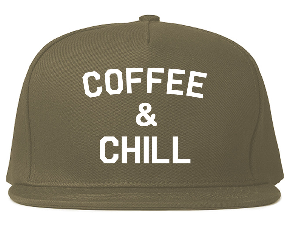 Coffee And Chill Funny Mens Snapback Hat Grey