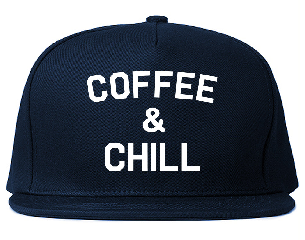 Coffee And Chill Funny Mens Snapback Hat Navy Blue