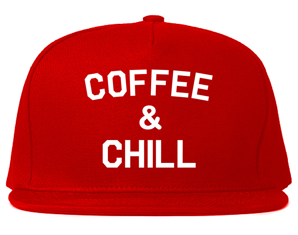 Coffee And Chill Funny Mens Snapback Hat Red