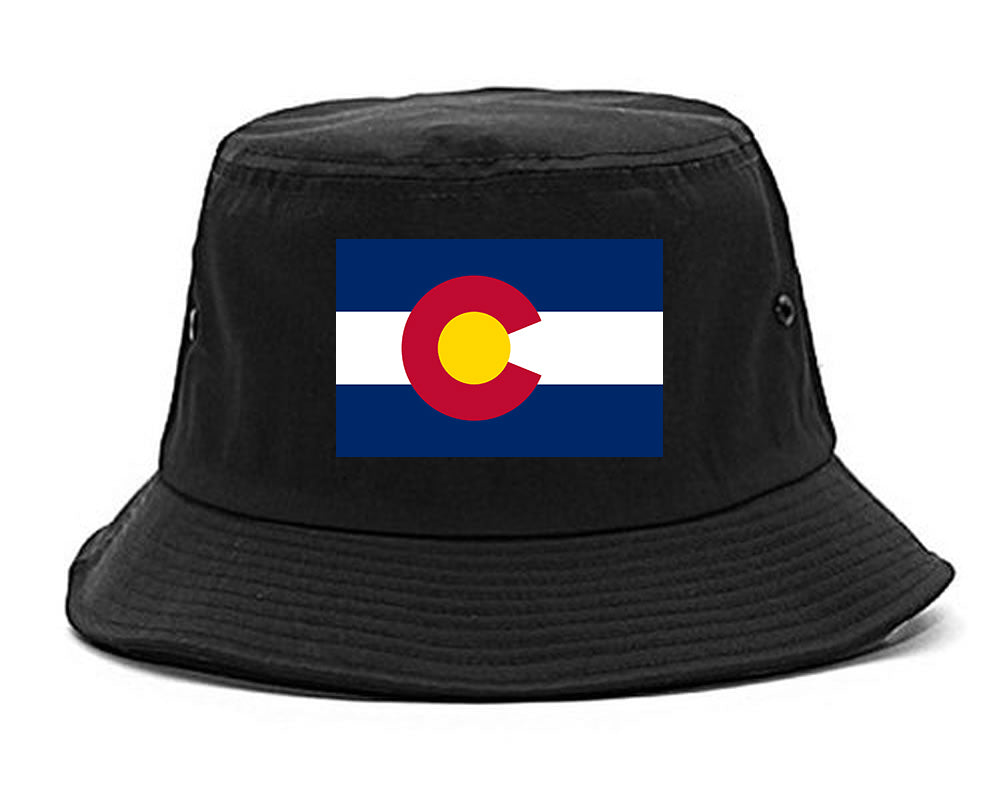 Colorado State Flag CO Chest Mens Bucket Hat Black