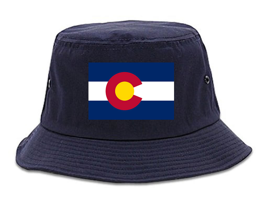 Colorado State Flag CO Chest Mens Bucket Hat Navy Blue