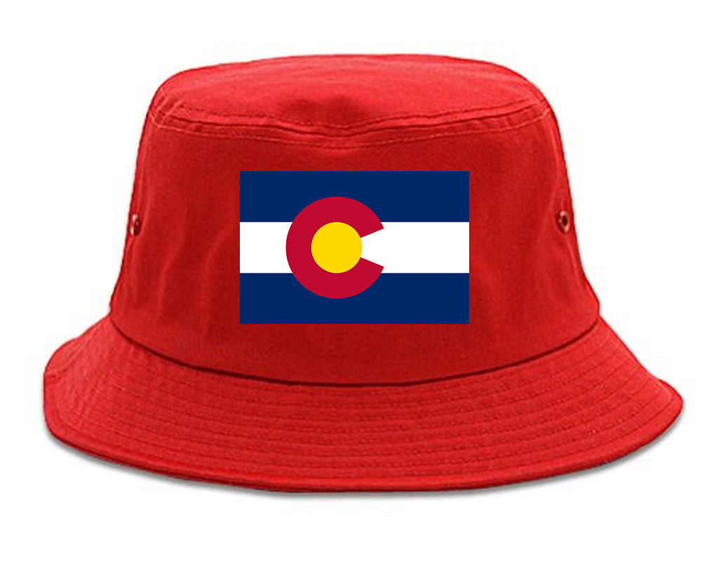 Colorado State Flag CO Chest Mens Bucket Hat Red