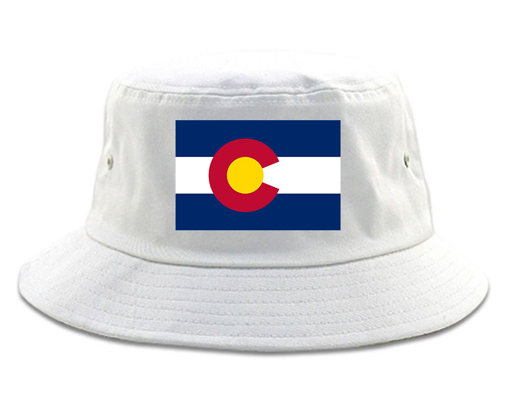 Colorado State Flag CO Chest Mens Bucket Hat White