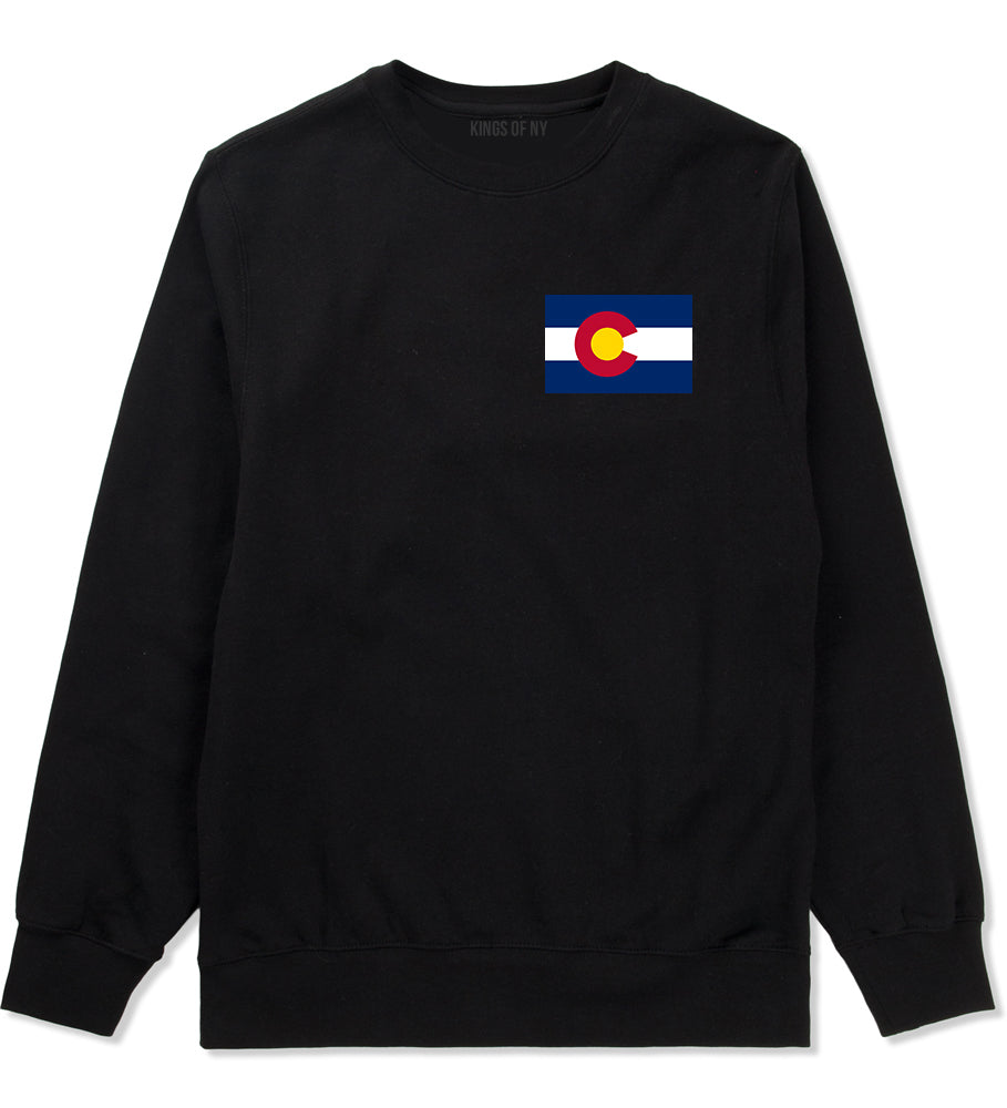 Colorado State Flag CO Chest Mens Crewneck Sweatshirt Black