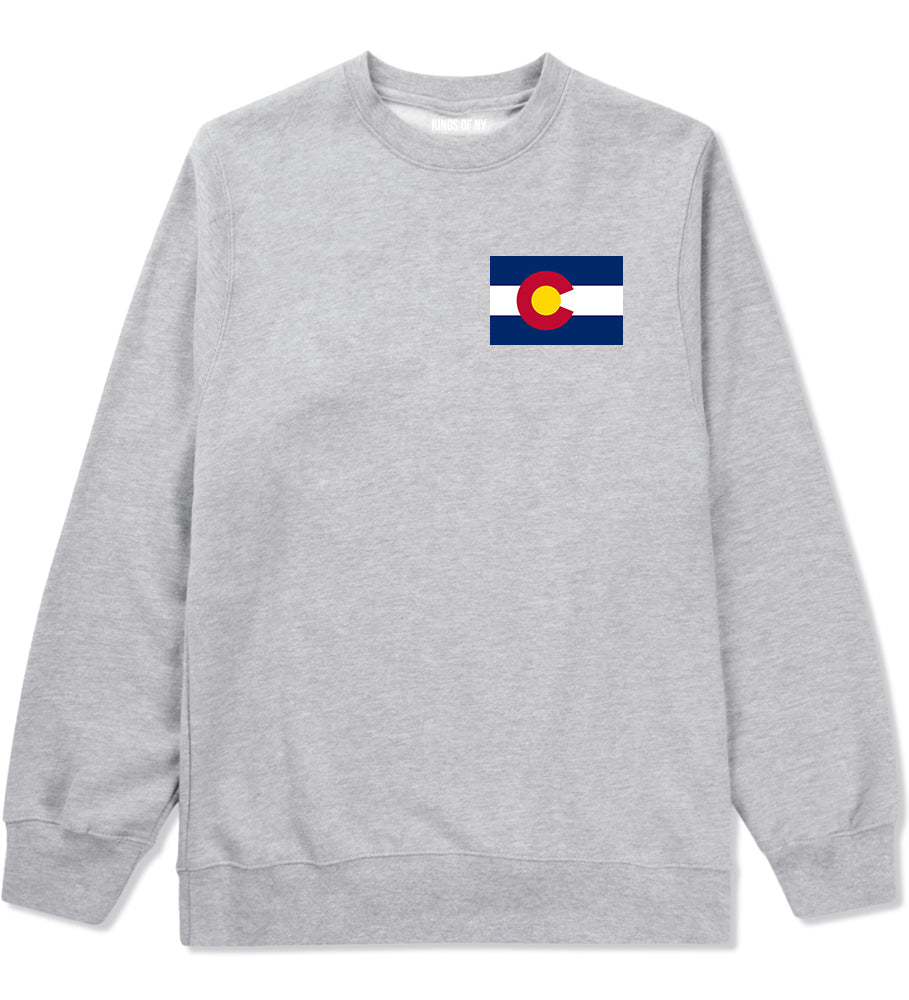 Colorado State Flag CO Chest Mens Crewneck Sweatshirt Grey