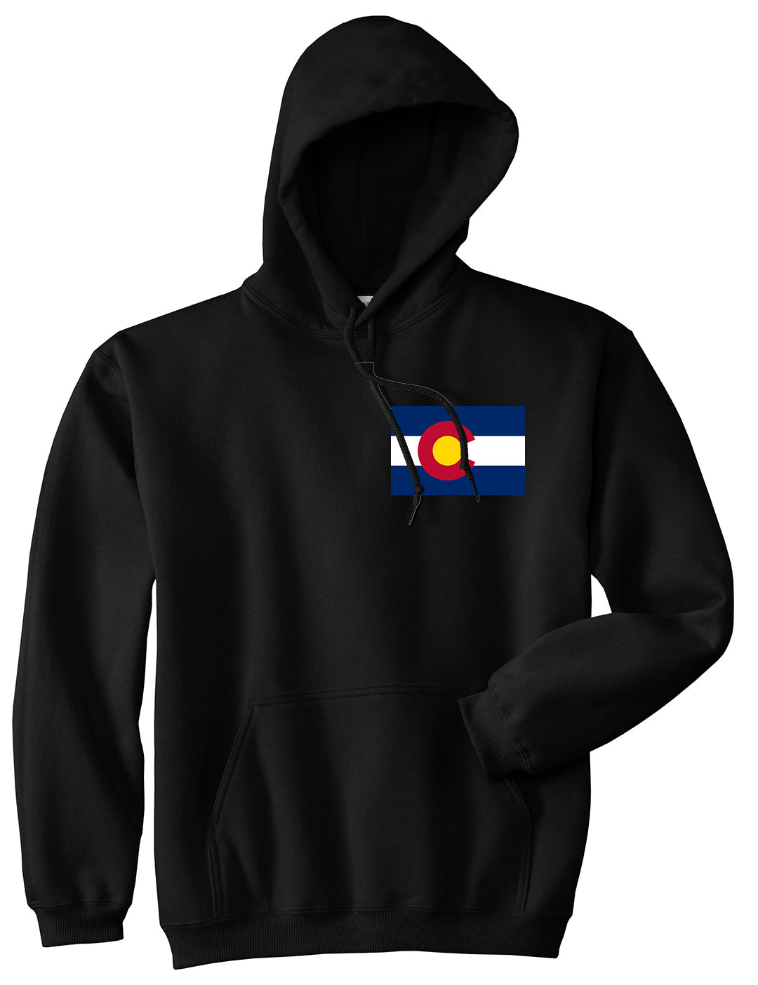 Colorado State Flag CO Chest Mens Pullover Hoodie Black