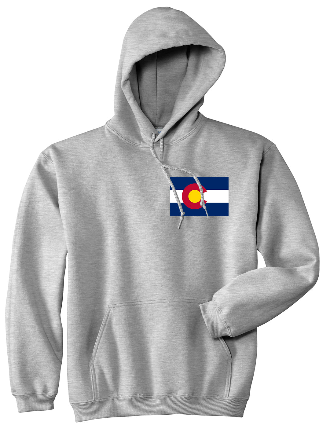 Colorado State Flag CO Chest Mens Pullover Hoodie Grey