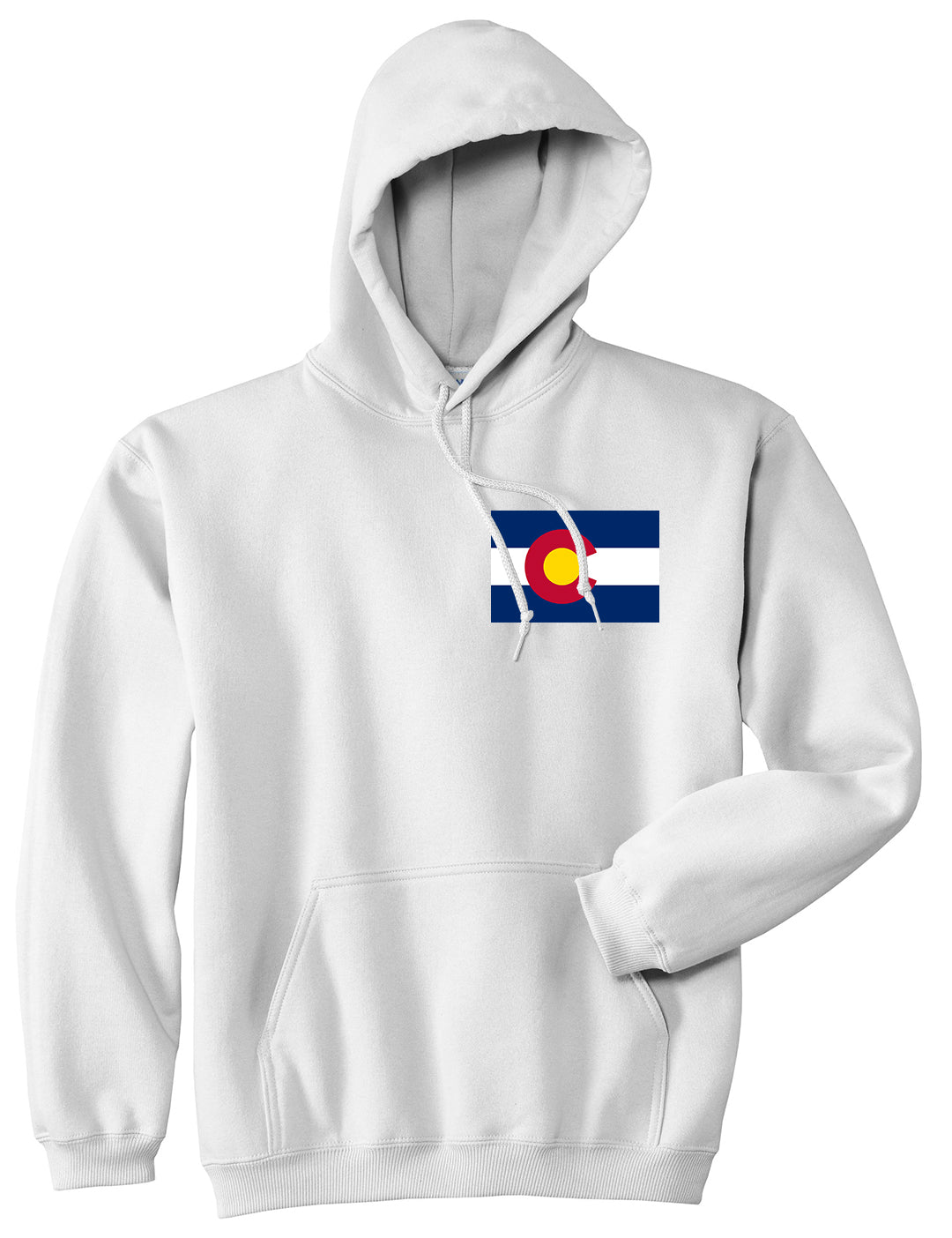 Colorado State Flag CO Chest Mens Pullover Hoodie White
