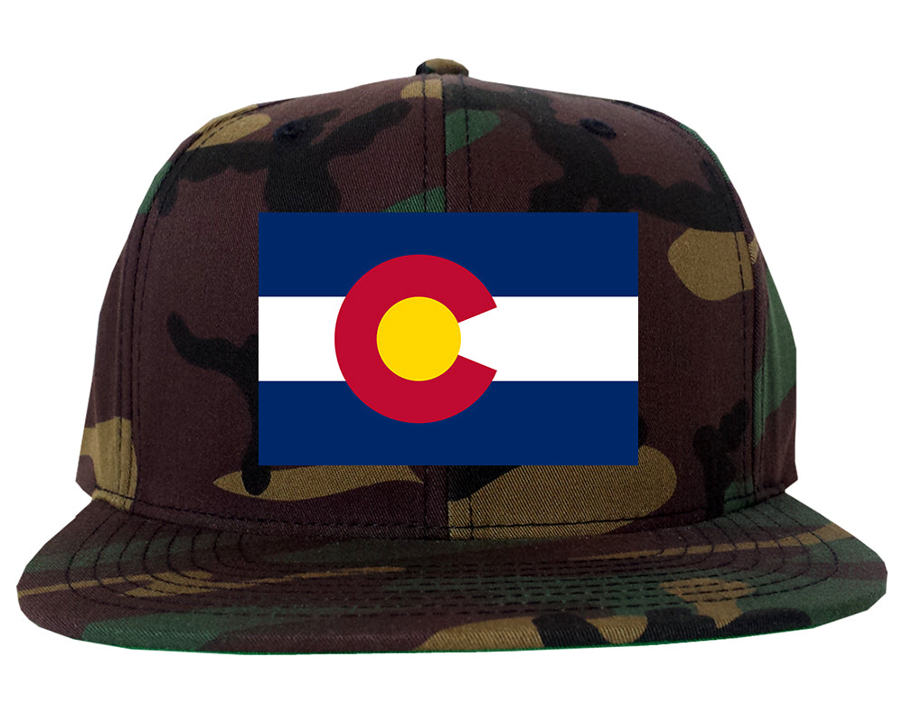 Colorado State Flag CO Chest Mens Snapback Hat Army Camo