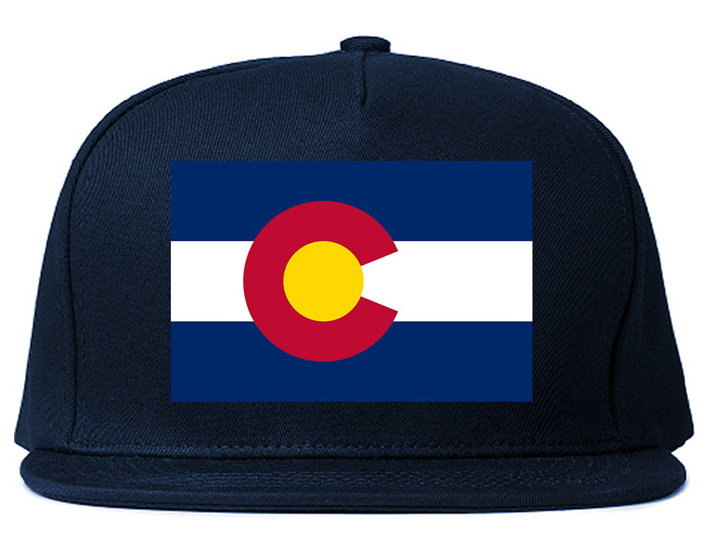 Colorado State Flag CO Chest Mens Snapback Hat Navy Blue