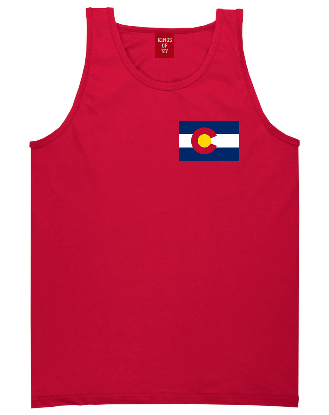 Colorado State Flag CO Chest Mens Tank Top T-Shirt Red