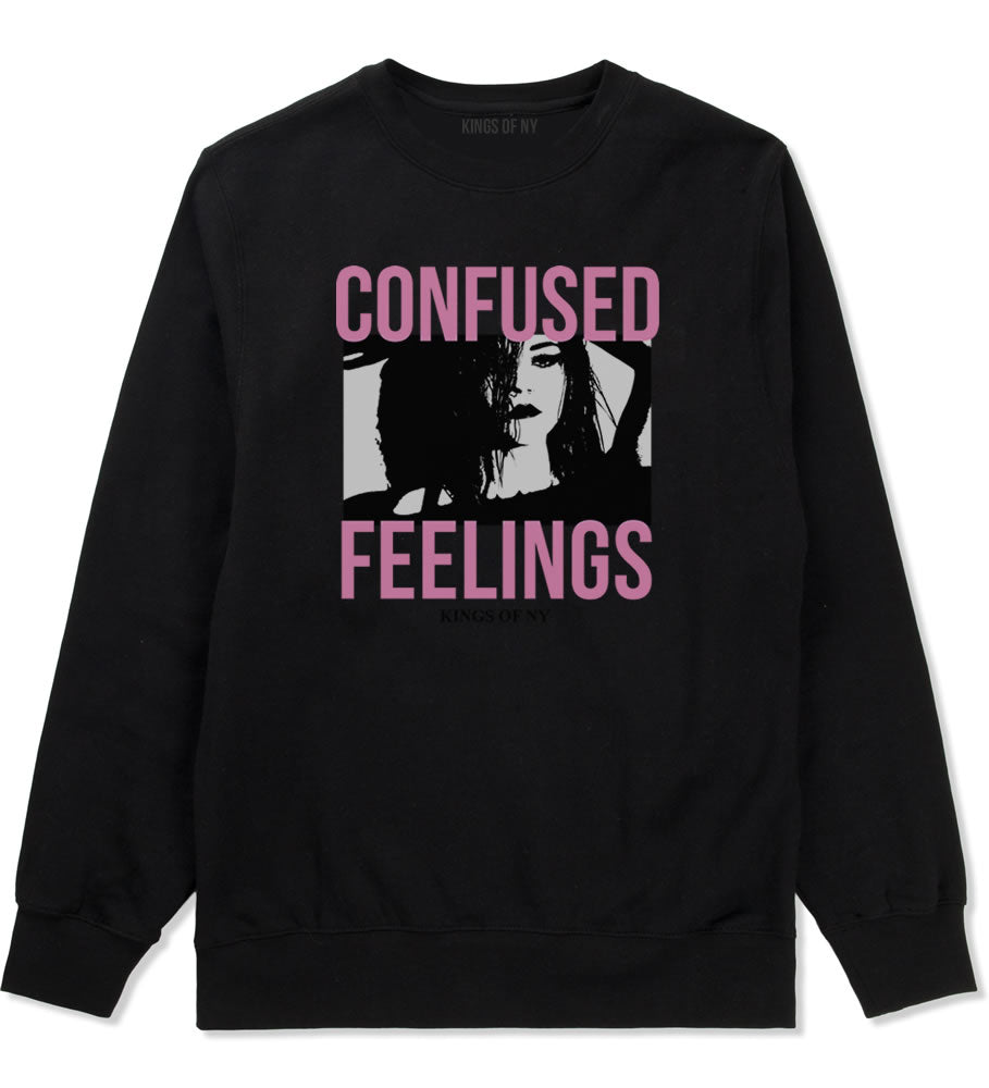 Confused Feelings Mens Crewneck Sweatshirt Black By Kings Of NY