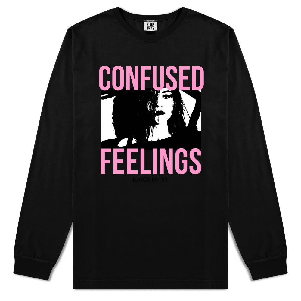 Confused Feelings Mens Long Sleeve T-Shirt Black By Kings Of NY