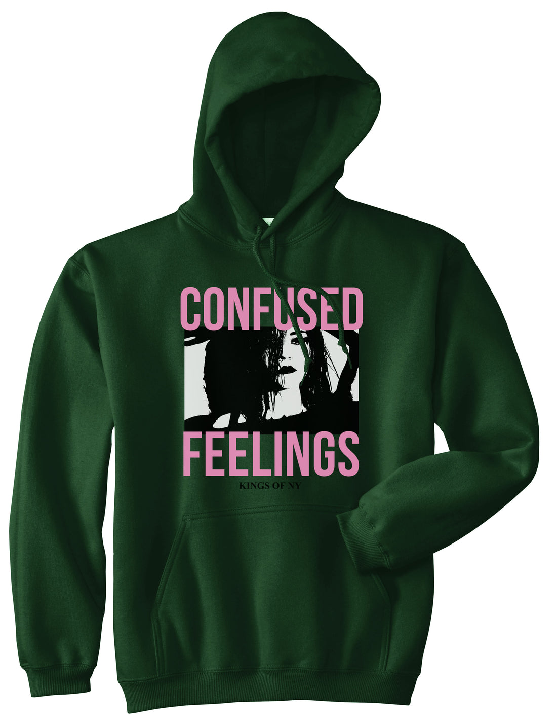 Confused Feelings Mens Pullover Hoodie Forest Green By Kings Of NY