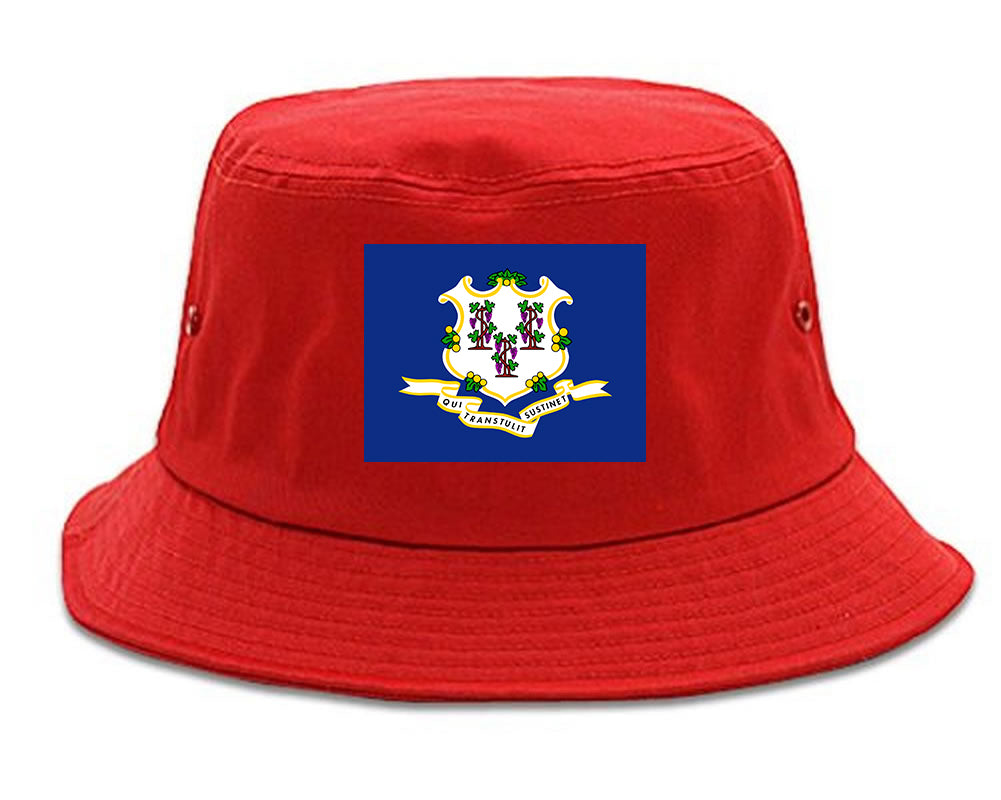 Connecticut State Flag CT Chest Mens Bucket Hat Red
