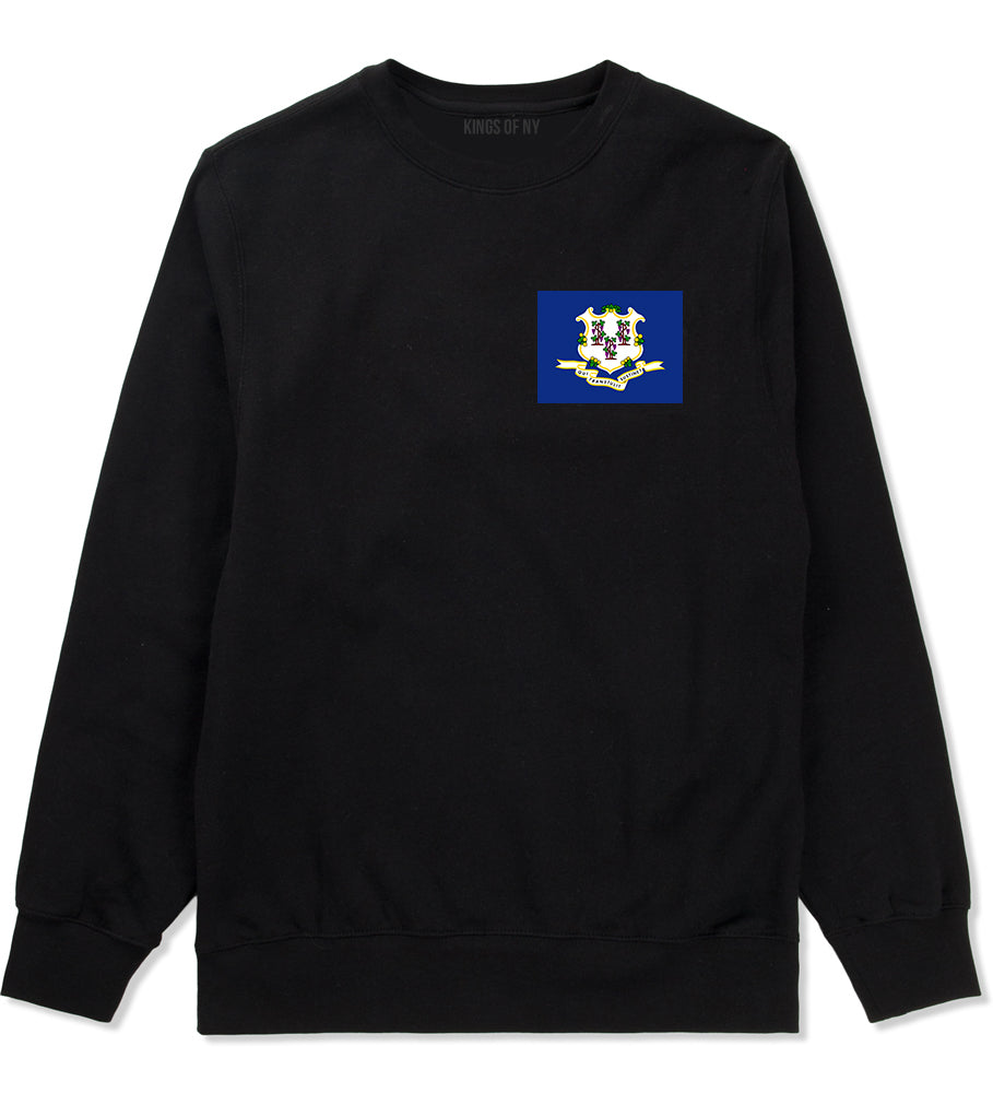 Connecticut State Flag CT Chest Mens Crewneck Sweatshirt Black