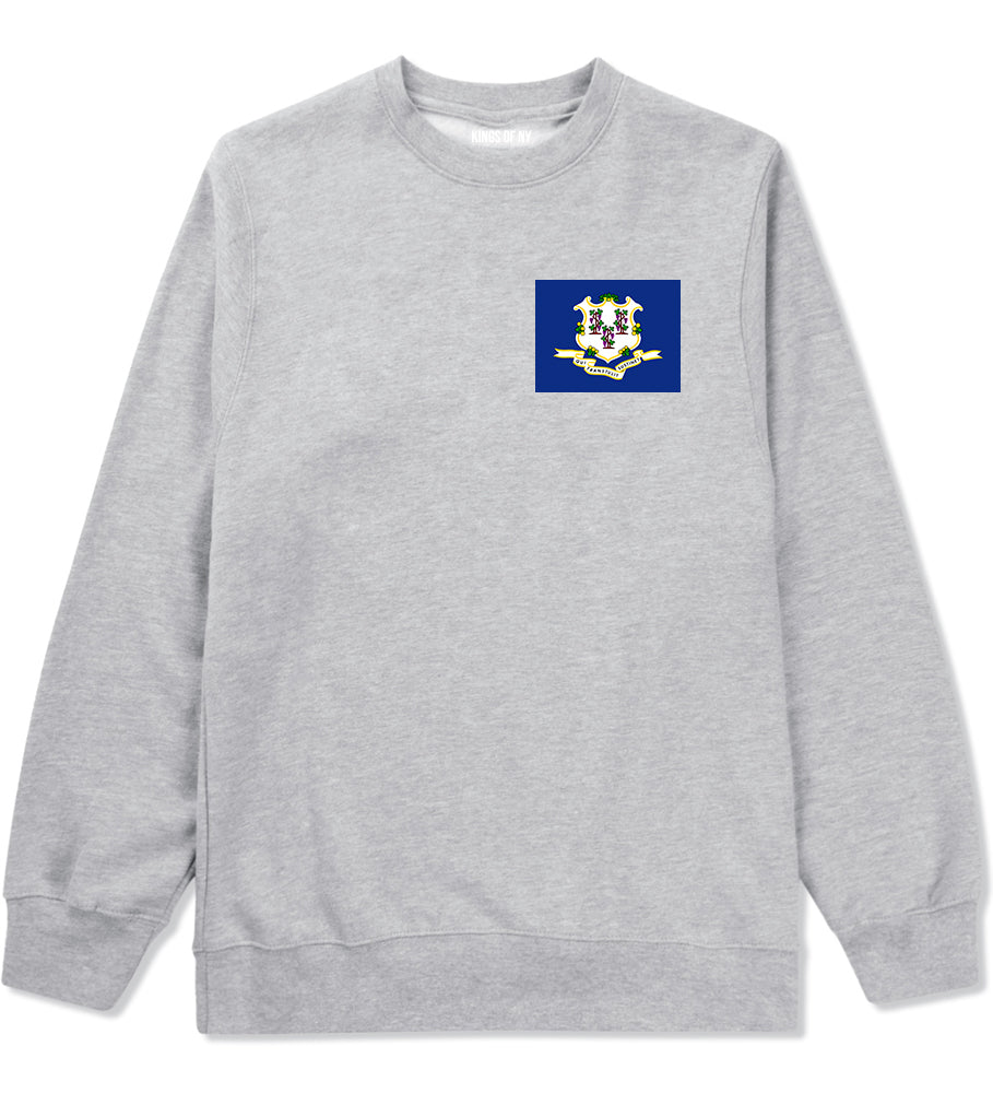 Connecticut State Flag CT Chest Mens Crewneck Sweatshirt Grey