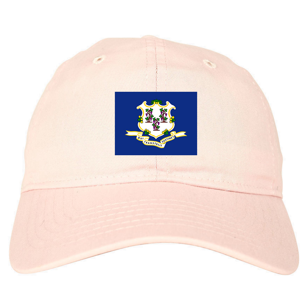Connecticut State Flag CT Chest Mens Dad Hat Pink