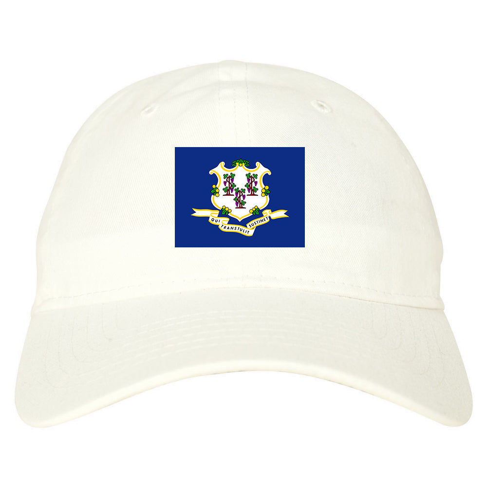 Connecticut State Flag CT Chest Mens Dad Hat White