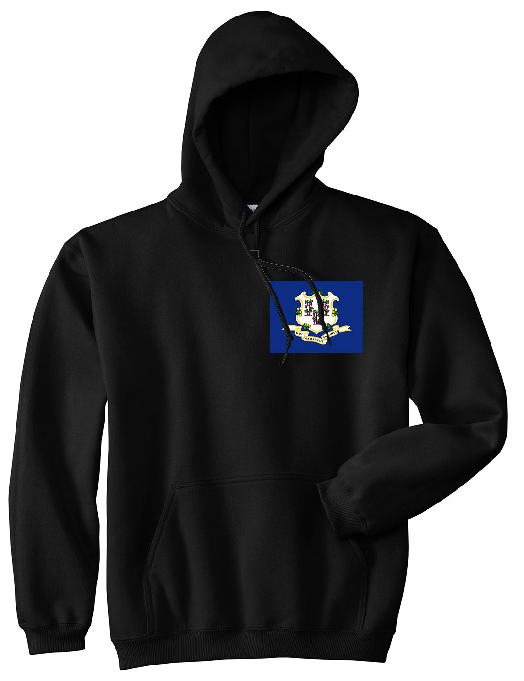 Connecticut State Flag CT Chest Mens Pullover Hoodie Black