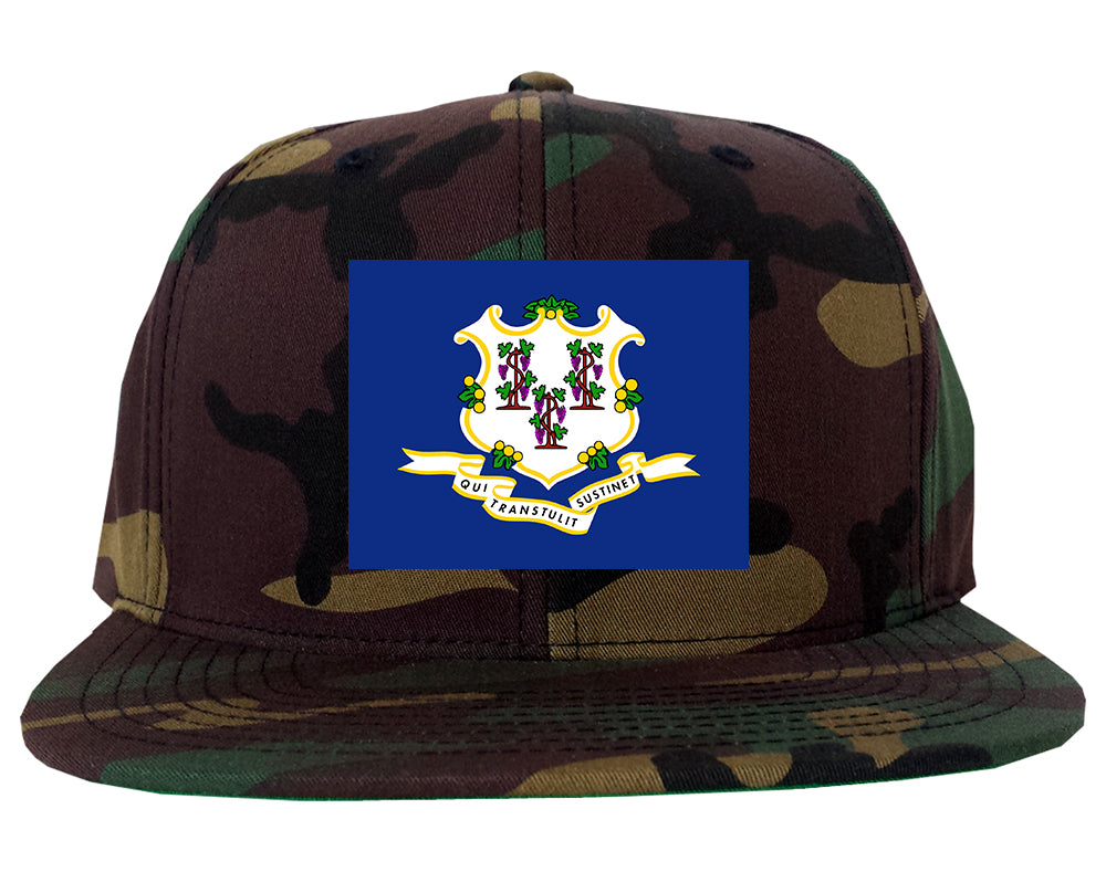 Connecticut State Flag CT Chest Mens Snapback Hat Army Camo