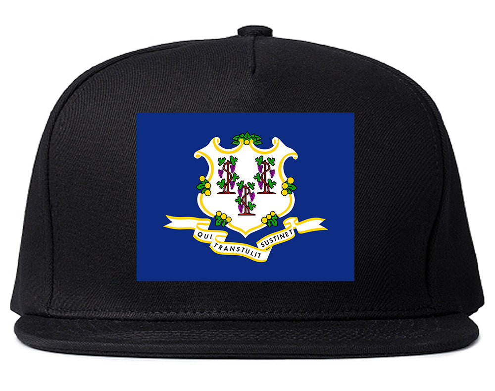 Connecticut State Flag CT Chest Mens Snapback Hat Black