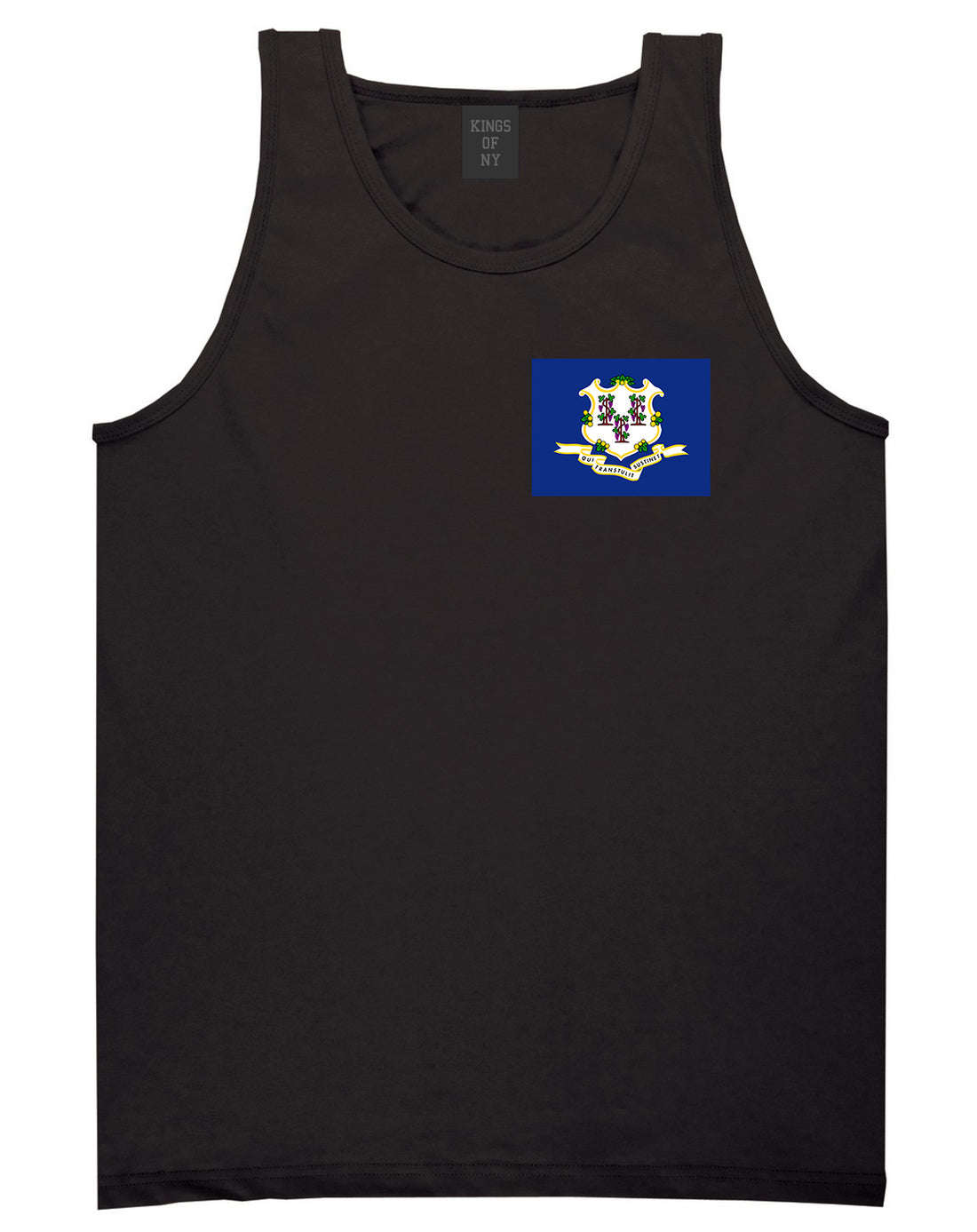 Connecticut State Flag CT Chest Mens Tank Top T-Shirt Black