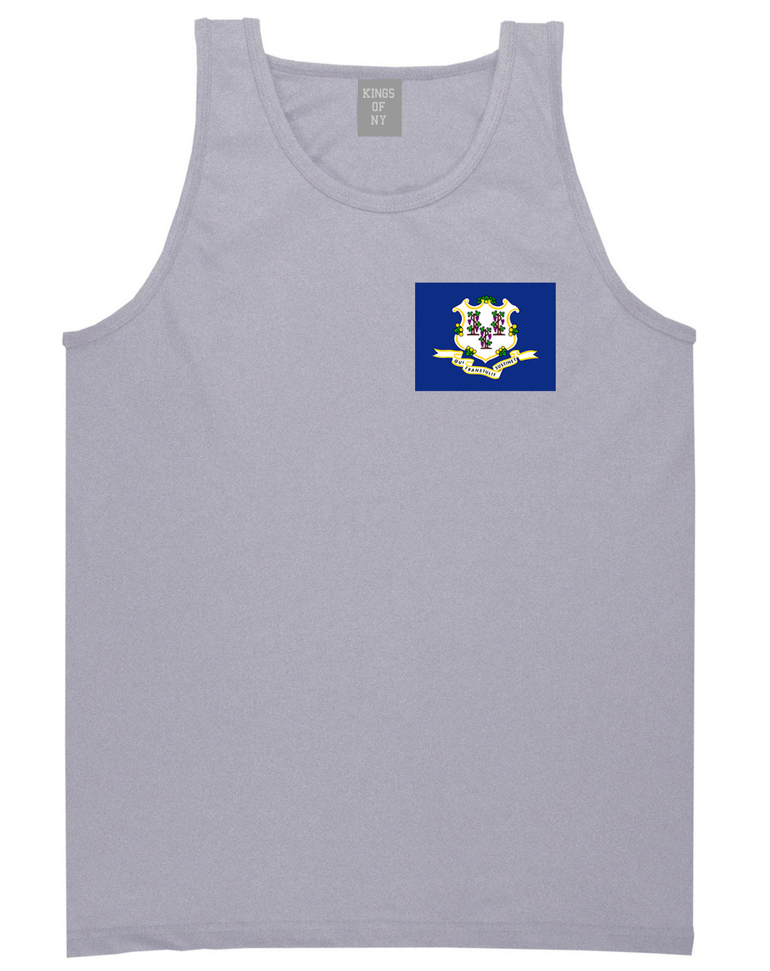Connecticut State Flag CT Chest Mens Tank Top T-Shirt Grey