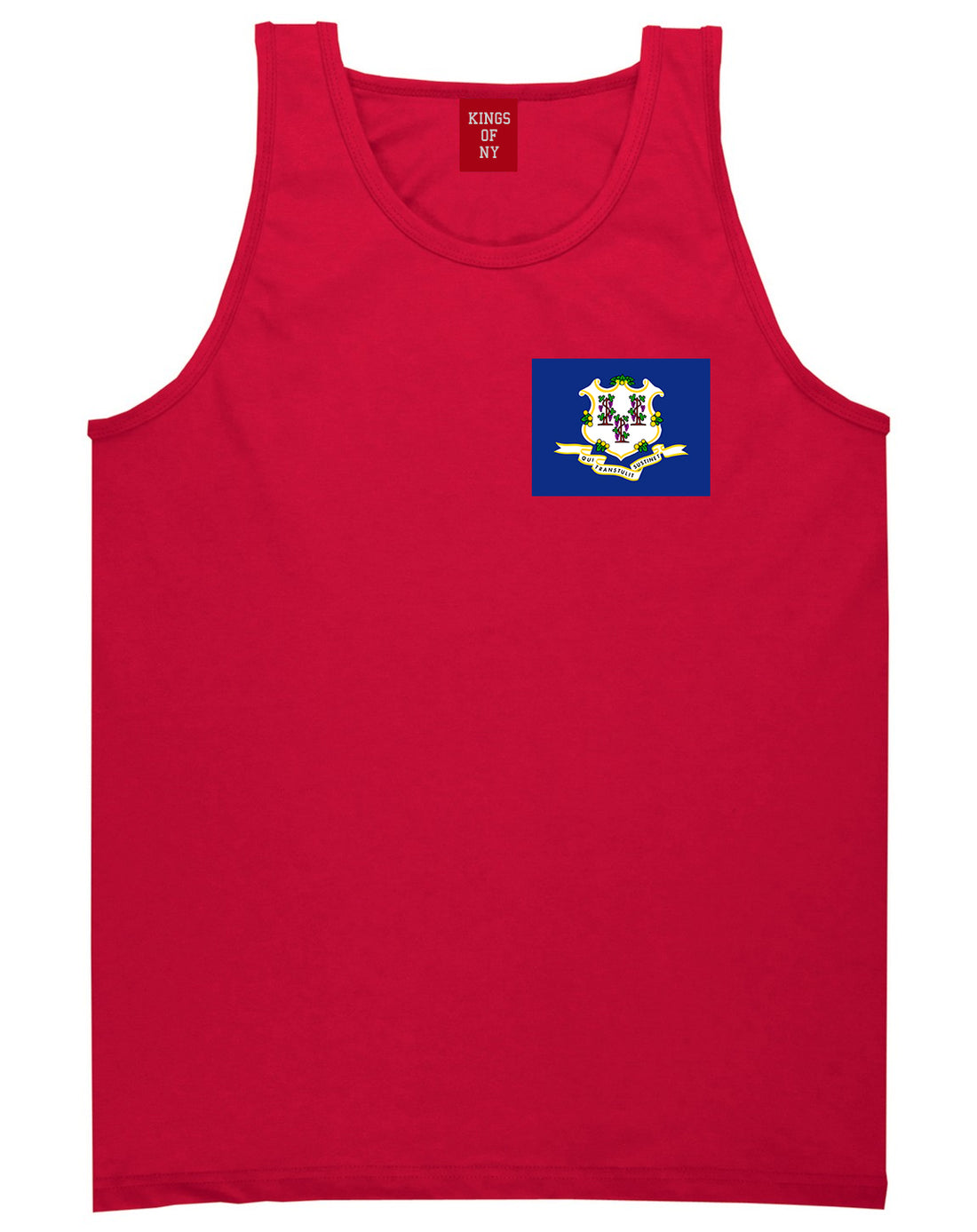 Connecticut State Flag CT Chest Mens Tank Top T-Shirt Red