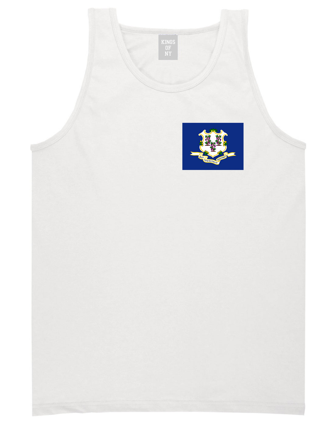 Connecticut State Flag CT Chest Mens Tank Top T-Shirt White