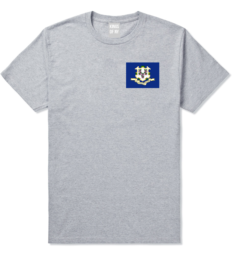 Connecticut State Flag CT Chest Mens T-Shirt Grey
