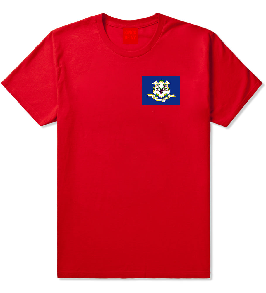 Connecticut State Flag CT Chest Mens T-Shirt Red
