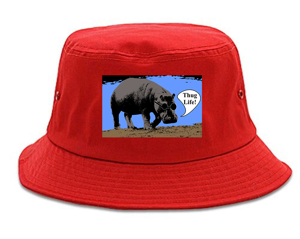 Cool Hippo Thug Life Funny Mens Snapback Hat Red