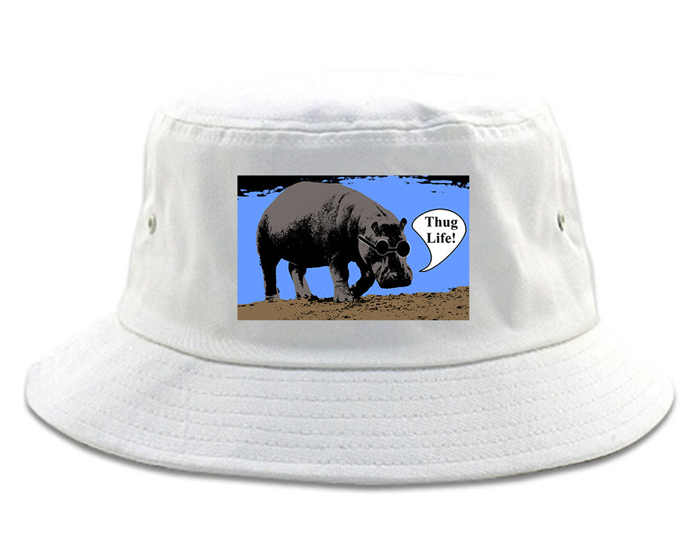 Cool Hippo Thug Life Funny Mens Snapback Hat White